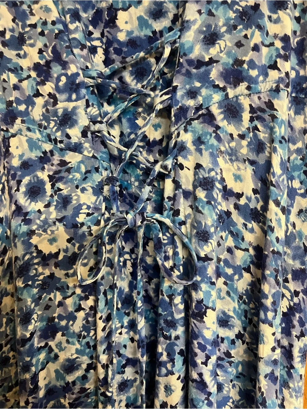 All That Jazz Beautiful Blue Floral A-Line Maxi Dress with Tie Back